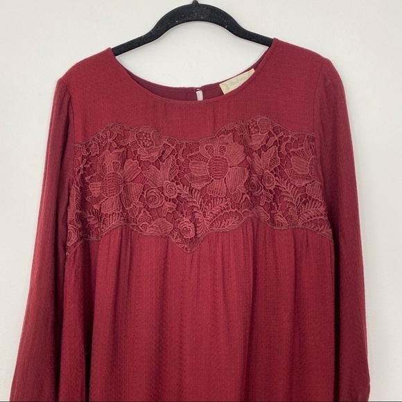 ALTAR’D STATE Burgundy Crochet Lace Flowy Dress Medium Boho Bohemian Fall - Picture 3 of 8